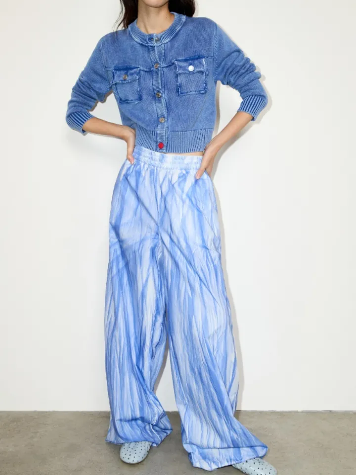 Cotton-poplin trousers - light blue