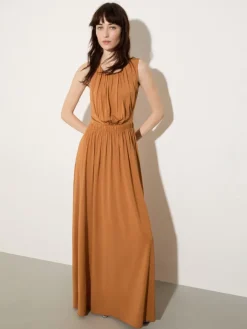 Crepe-jersey maxi dress - ochre