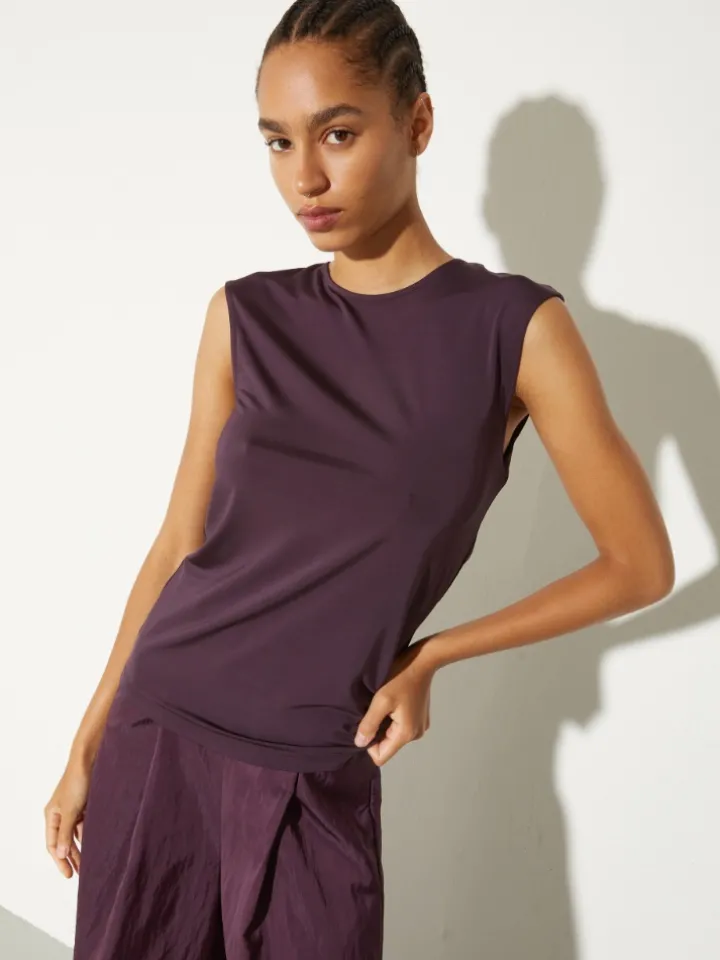 Crepe-jersey top - aubergine