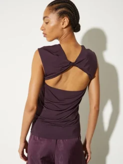 Crepe-jersey top - aubergine