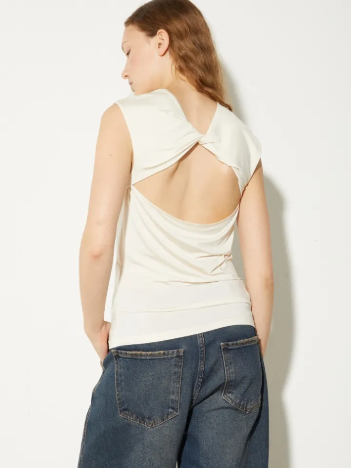 Crepe-jersey top - ivory