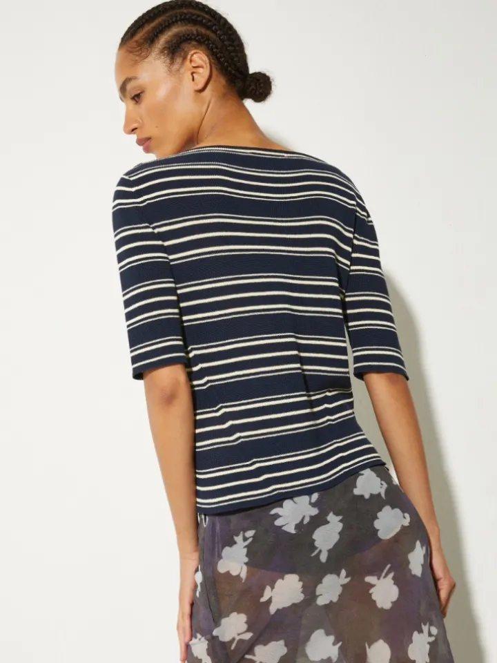Crepe knitted T-shirt - navy