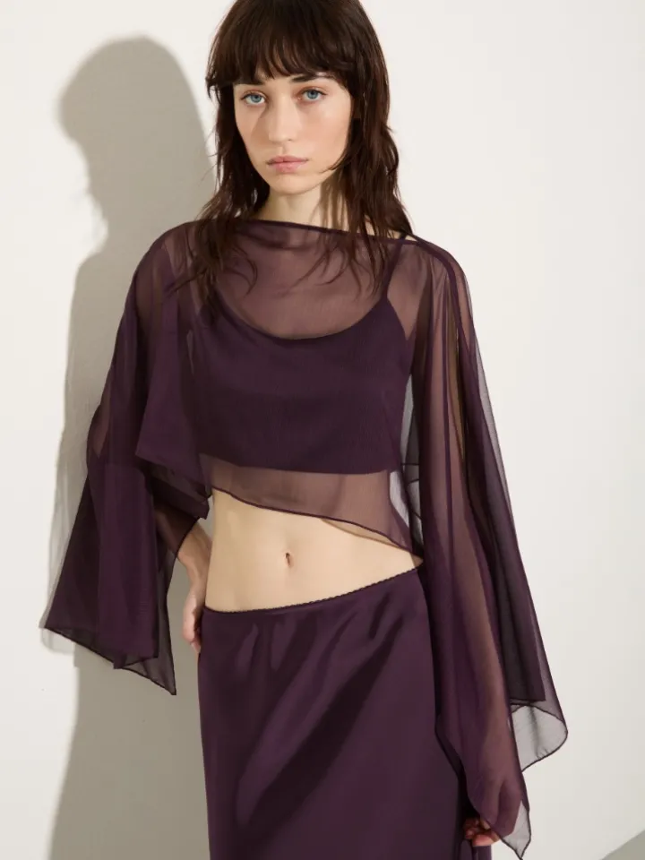 Crepon shrug - aubergine