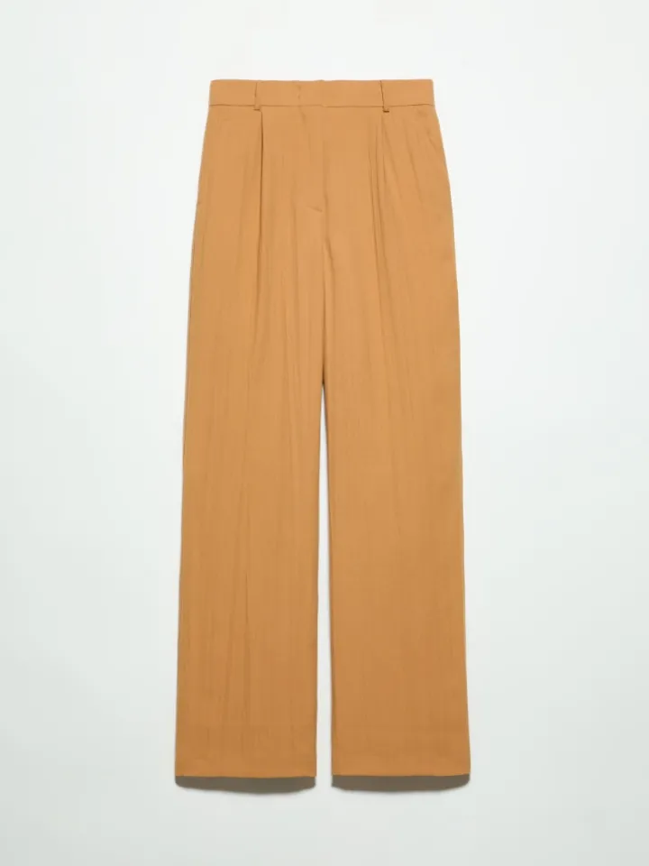 Crinkled envers-satin trousers - terra cotta