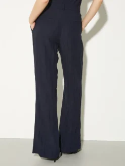 Crinkled envers-satin trousers - midnightblue