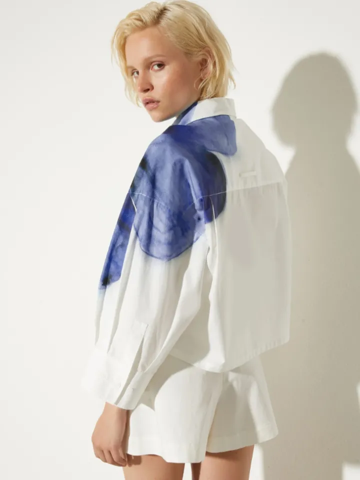 Cropped cotton-poplin shirt - cream