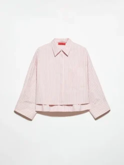 Cropped cotton-poplin shirt - powder