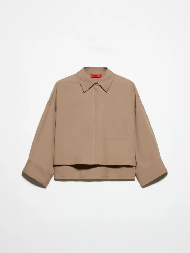 Cropped cotton-poplin shirt - turtledove