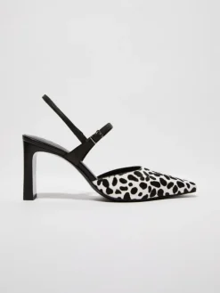 Dalmatian calf-hair pumps - white black