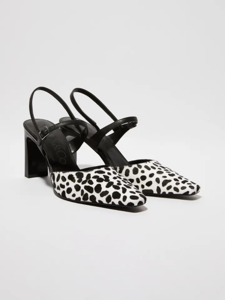 Dalmatian calf-hair pumps - white black