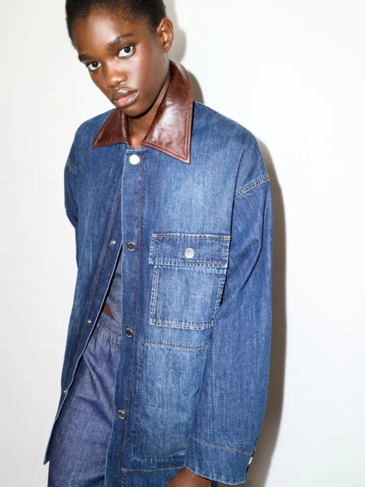 Denim shacket - navy