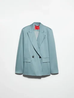 Double-breasted satin blazer - quartz