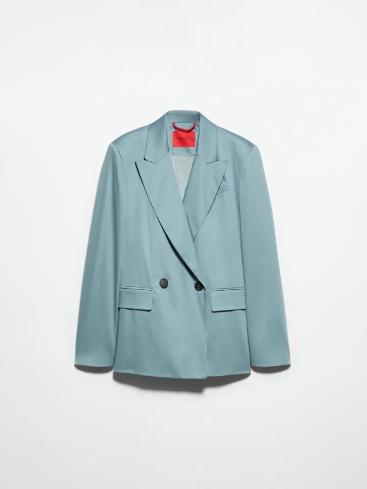 Double-breasted satin blazer - quartz