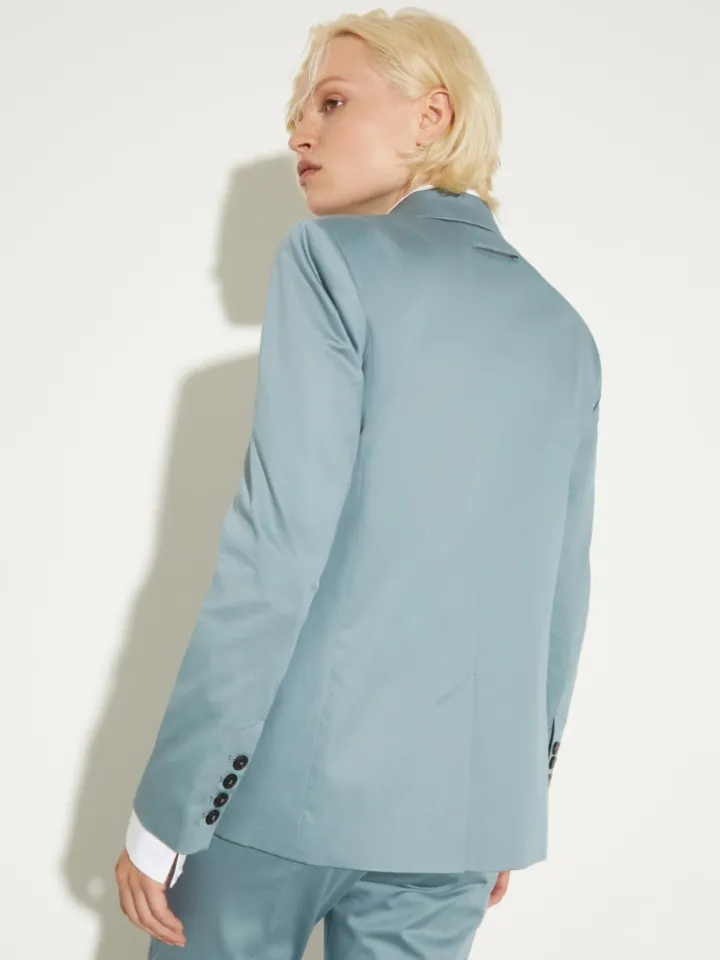 Double-breasted satin blazer - quartz