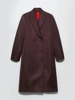 Double-breasted satin coat - bordeaux
