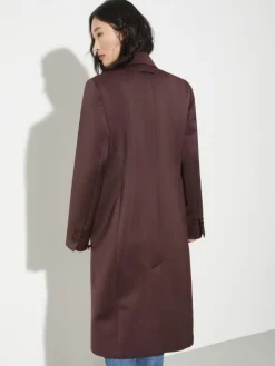 Double-breasted satin coat - bordeaux