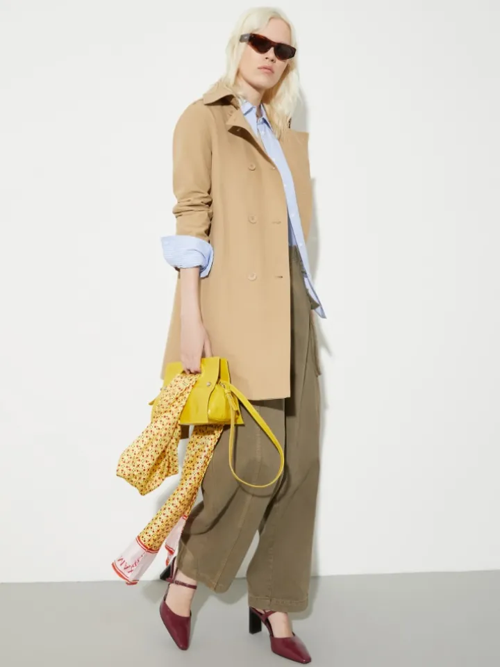 Double-breasted trench coat in ottoman - must