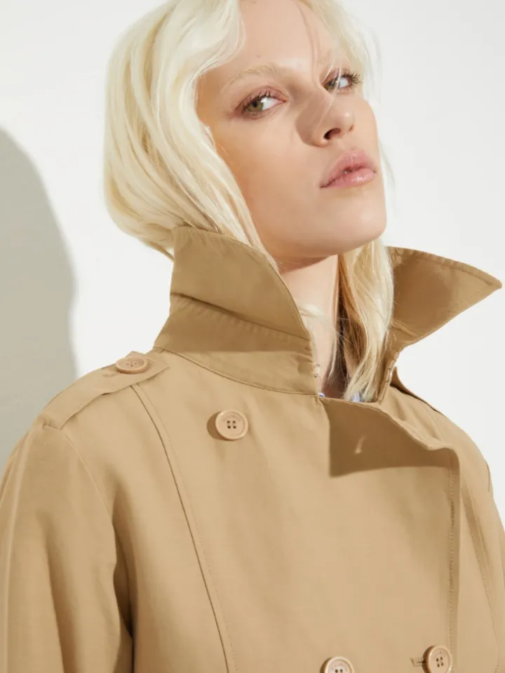 Double-breasted trench coat in ottoman - must
