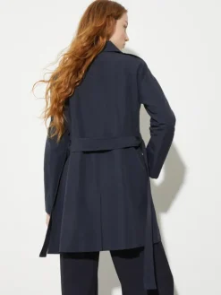 Double-breasted trench coat in ottoman - navy