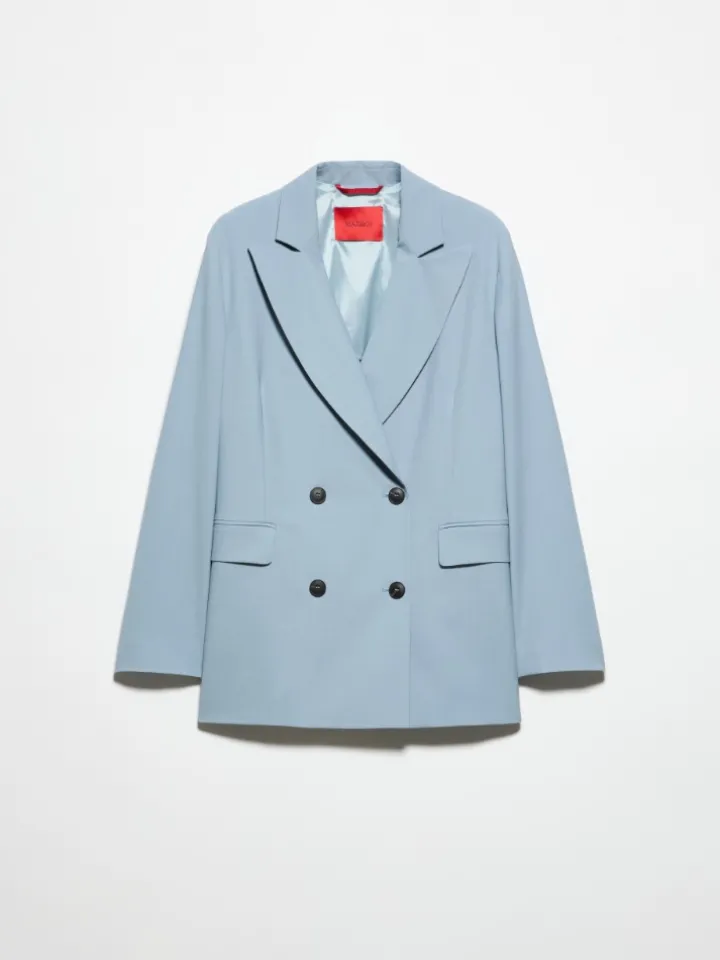 Double-breasted wool-blend blazer - light blue