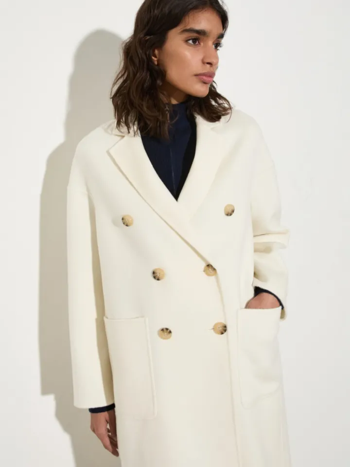 Double-sided wool coat - wool white