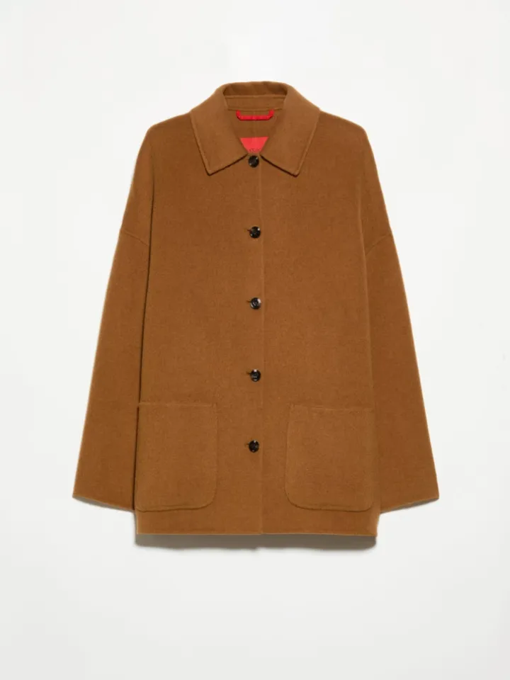 Double-sided wool shacket - camel