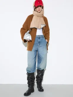 Double-sided wool shacket - camel