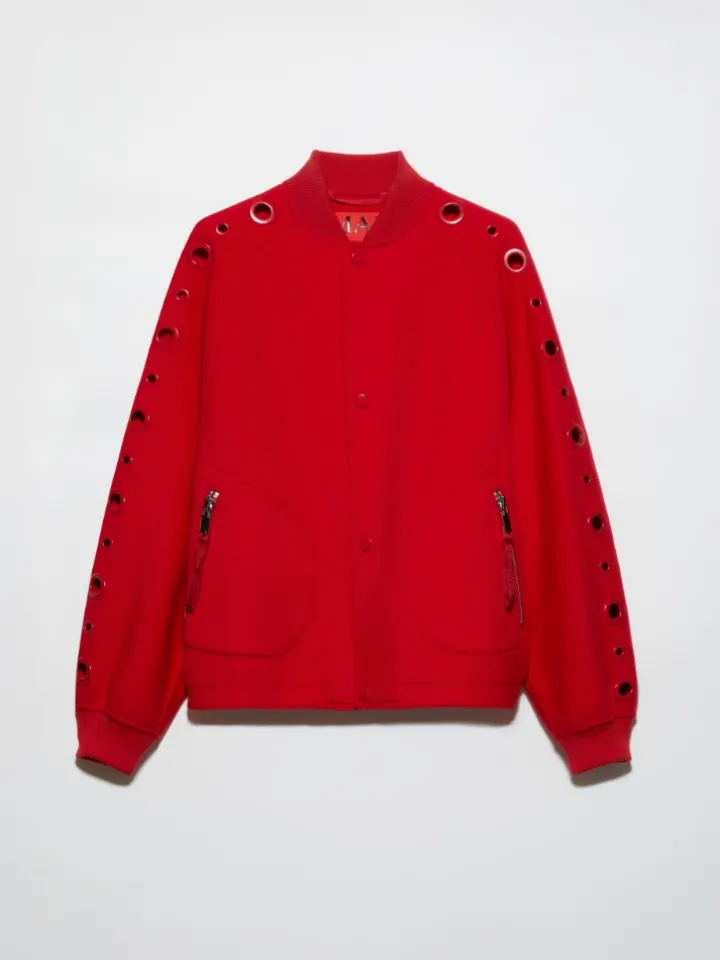 Double-woven wool bomber jacket - red