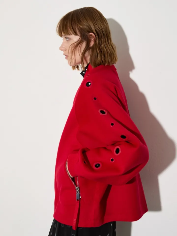 Double-woven wool bomber jacket - red