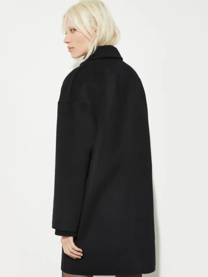 Double-woven wool coat - black