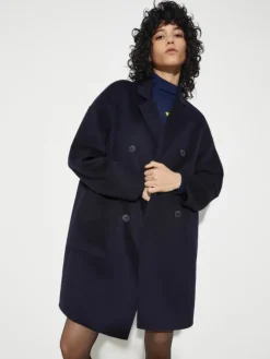 Double-woven wool coat - navy