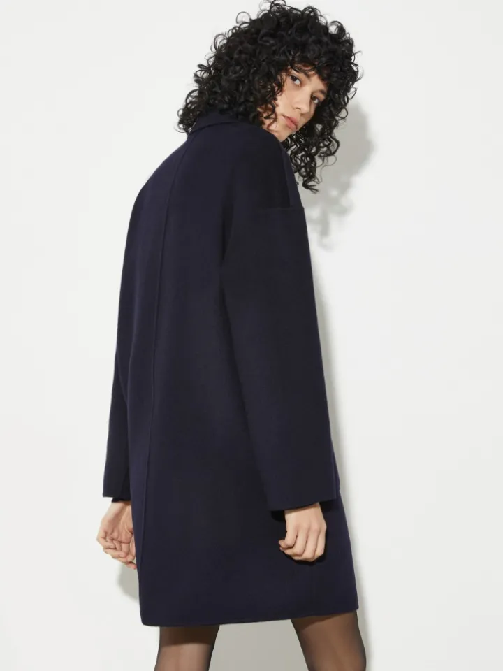 Double-woven wool coat - navy