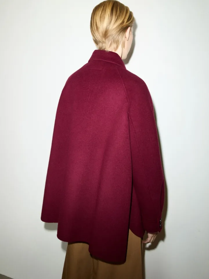 Double-woven wool jacket - bordeaux