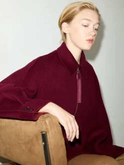 Double-woven wool jacket - bordeaux
