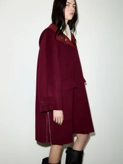 Double-woven wool parka - bordeaux