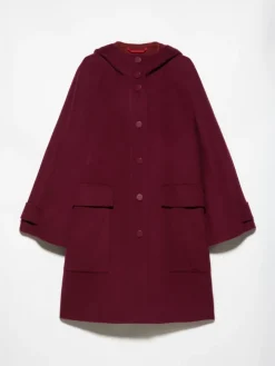 Double-woven wool parka - bordeaux