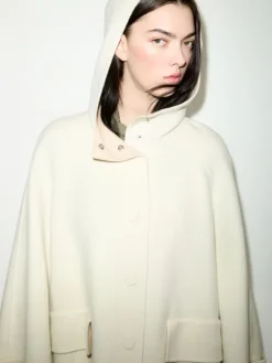 Double-woven wool parka - wool white
