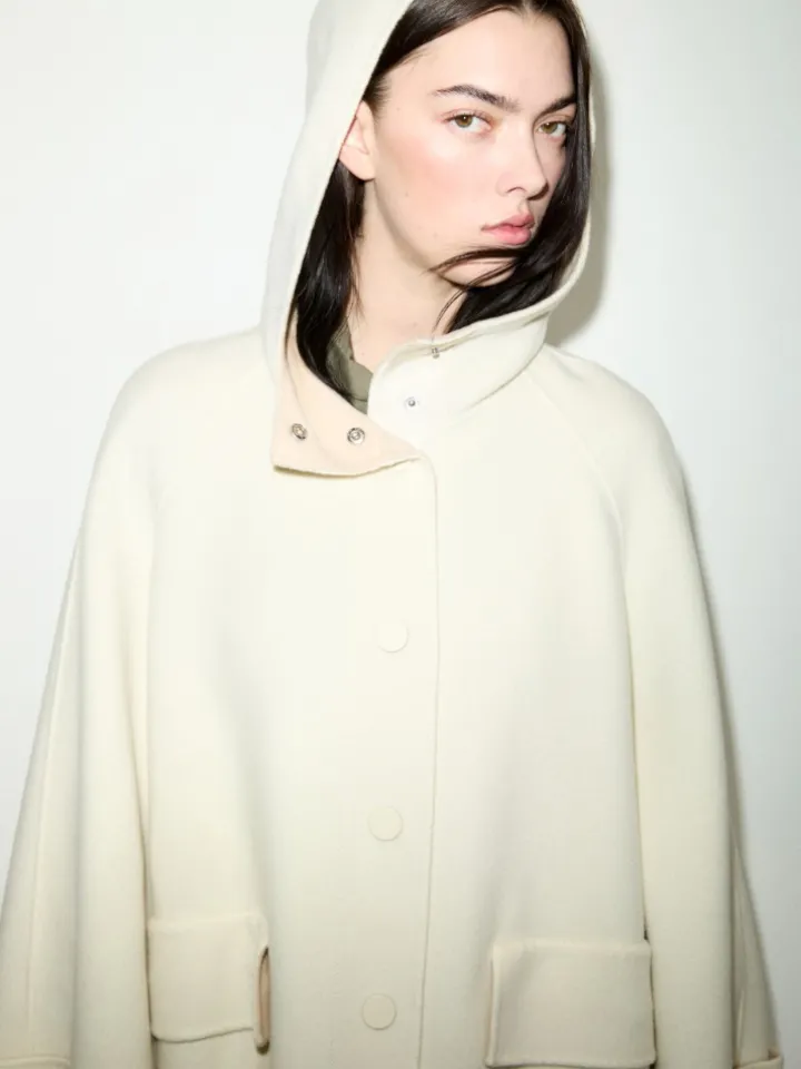 Double-woven wool parka - wool white