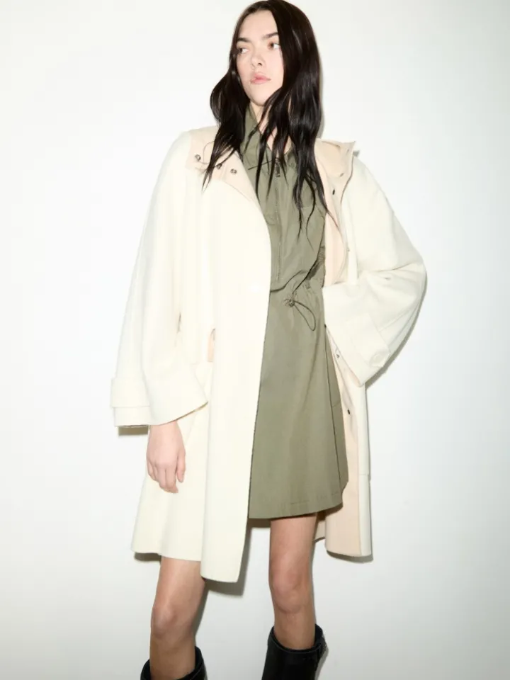 Double-woven wool parka - wool white