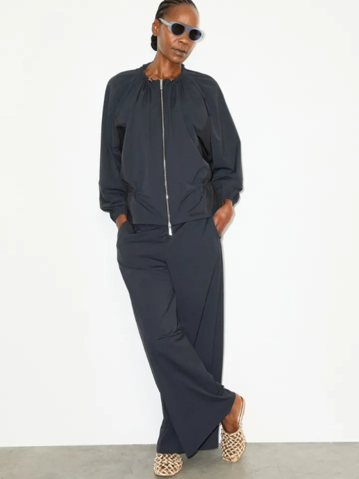 Drawstring jersey jacket - black