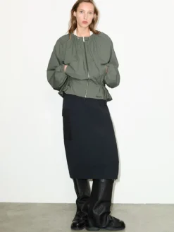 Drawstring jersey jacket - kaki