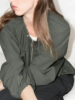 Drawstring jersey jacket - kaki