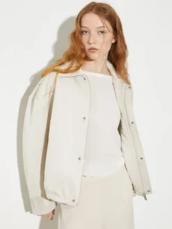 Duchesse satin bomber jacket - nudo