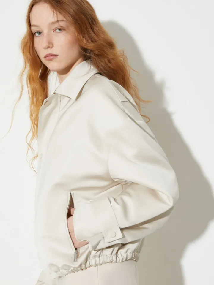 Duchesse satin bomber jacket - nudo