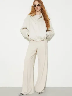 Duchesse satin bomber jacket - nudo