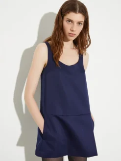 Duchesse-satin mini dress - navy