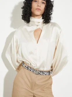 Emblem spotted calf-hair belt - white black