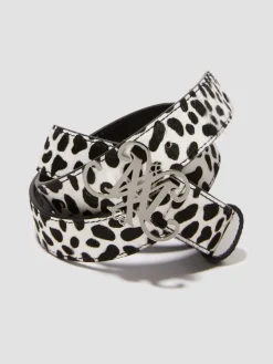 Emblem spotted calf-hair belt - white black