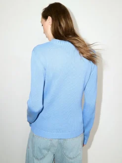 Embroidered cotton cardigan - sky blue