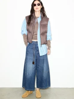 Embroidered down gilet - turtledove